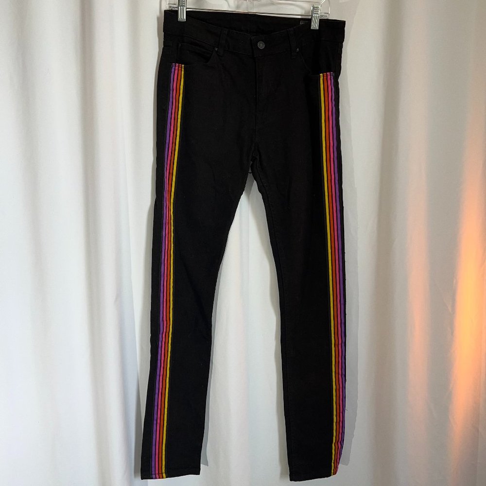Asos Tuxedo Bright Stripes High Rise Black Jeans